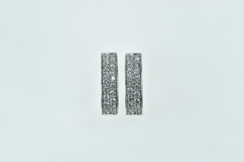 14K 0.72 Ctw Pave Diamond Oval Statement Hoop Earrings White Gold