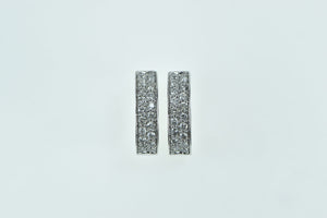 14K 0.72 Ctw Pave Diamond Oval Statement Hoop Earrings White Gold