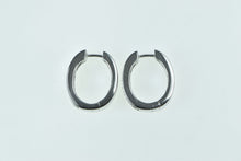 Load image into Gallery viewer, 14K 0.72 Ctw Pave Diamond Oval Statement Hoop Earrings White Gold