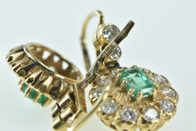 Load image into Gallery viewer, 10K 2.98 Ctw Emerald Diamond Halo Dangle Earrings Yellow Gold