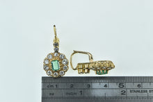 Load image into Gallery viewer, 10K 2.98 Ctw Emerald Diamond Halo Dangle Earrings Yellow Gold