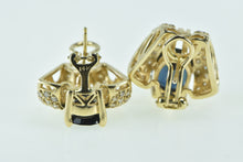 Load image into Gallery viewer, 14K 7.75 Ctw Sapphire Pave Diamond French Clip Earrings Yellow Gold