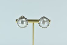 Load image into Gallery viewer, 18K Pearl 2.56 Ctw Diamond Halo Ornate French Clip Earrings Yellow Gold