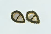 Load image into Gallery viewer, 18K Ornate Pear Pearl Black Onyx Diamond Accented Earrings Yellow Gold