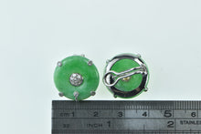 Load image into Gallery viewer, 18K Vintage Jade Bi Diamond Cluster Clip Back Earrings White Gold