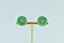 Load image into Gallery viewer, 18K Vintage Jade Bi Diamond Cluster Clip Back Earrings White Gold