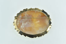 Load image into Gallery viewer, 14K Elaborate Huge Carved Shell Cameo Floral Ladies Pin/Brooch Yellow Gold