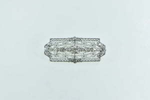 14K 1.68 Ctw Diamond Art Deco Intricate Filigree Bar Pin/Brooch Yellow Gold