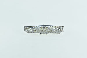 14K 1.68 Ctw Diamond Art Deco Intricate Filigree Bar Pin/Brooch Yellow Gold