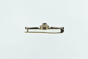 14K Victorian Ornate Garnet Seed Pearl Bar Pin/Brooch Yellow Gold