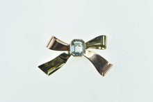 Load image into Gallery viewer, 14K 2.52 Ct Emerald Cut Aquamarine Bow Ribbon Pin/Brooch Yellow Gold