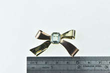 Load image into Gallery viewer, 14K 2.52 Ct Emerald Cut Aquamarine Bow Ribbon Pin/Brooch Yellow Gold