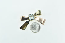 Load image into Gallery viewer, 14K 2.52 Ct Emerald Cut Aquamarine Bow Ribbon Pin/Brooch Yellow Gold