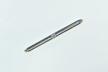 Load image into Gallery viewer, 14K Diamond Art Deco Filigree Enamel Ornate Bar Pin/Brooch Yellow Gold