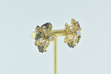 Load image into Gallery viewer, 14K 0.51 Ctw Diamond Sapphire Emerald Filigree Flower Earrings Yellow Gold