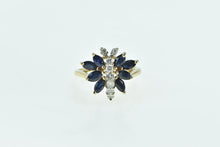 Load image into Gallery viewer, 14K Sapphire Diamond Butterfly Statement Cocktail Ring Yellow Gold