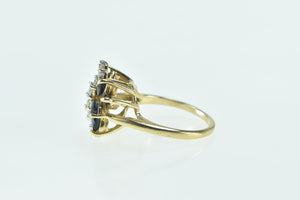 14K Sapphire Diamond Butterfly Statement Cocktail Ring Yellow Gold