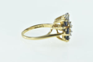 14K Sapphire Diamond Butterfly Statement Cocktail Ring Yellow Gold
