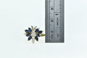 14K Sapphire Diamond Butterfly Statement Cocktail Ring Yellow Gold