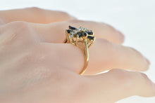 Load image into Gallery viewer, 14K Sapphire Diamond Butterfly Statement Cocktail Ring Yellow Gold