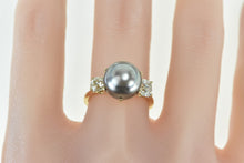 Load image into Gallery viewer, 14K Vintage Pearl 0.99 Ctw Old Euro Diamond Ring Yellow Gold