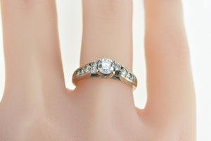 14K 0.95 Ctw Classic Three Diamond Engagement Ring White Gold