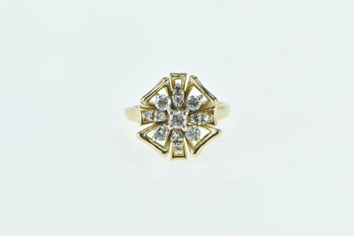 14K 0.46 Ctw Diamond Vintage Flower Cluster Ring Yellow Gold