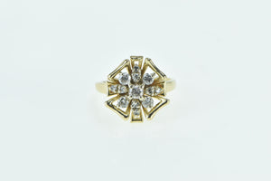 14K 0.46 Ctw Diamond Vintage Flower Cluster Ring Yellow Gold