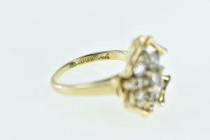 14K 0.46 Ctw Diamond Vintage Flower Cluster Ring Yellow Gold