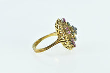 Load image into Gallery viewer, 18K Retro Ruby Emerald Sapphire Domed Statement Ring Yellow Gold