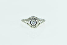 Load image into Gallery viewer, 18K Art Deco Diamond Filigree Ornate Engagement Ring White Gold