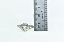 Load image into Gallery viewer, 18K Art Deco Diamond Filigree Ornate Engagement Ring White Gold