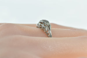 18K Art Deco Diamond Filigree Ornate Engagement Ring White Gold