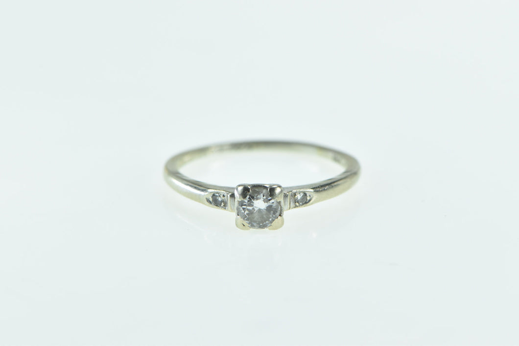 18K 0.30 Ctw 1940's Diamond Classic Engagement Ring White Gold