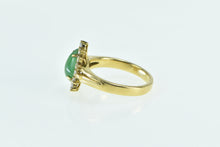 Load image into Gallery viewer, 18K Vintage Pear Cut Jade Diamond Halo Engagement Ring Yellow Gold