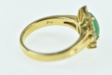 Load image into Gallery viewer, 18K Vintage Pear Cut Jade Diamond Halo Engagement Ring Yellow Gold