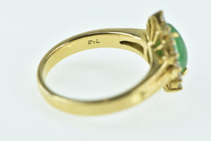 18K Vintage Pear Cut Jade Diamond Halo Engagement Ring Yellow Gold