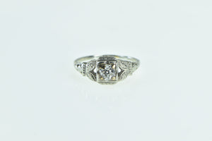 18K 0.30 Ct Old European Cut Diamond Engagement Ring White Gold