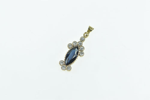 14K 2.00 Ctw Marquise Sapphire Diamond Statement Pendant Yellow Gold