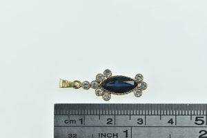 14K 2.00 Ctw Marquise Sapphire Diamond Statement Pendant Yellow Gold
