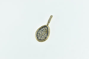 14K Bella Pave Diamond Wood Motif Statement Pendant Yellow Gold