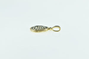 14K Bella Pave Diamond Wood Motif Statement Pendant Yellow Gold