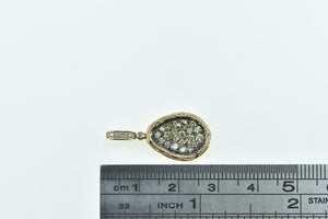 14K Bella Pave Diamond Wood Motif Statement Pendant Yellow Gold