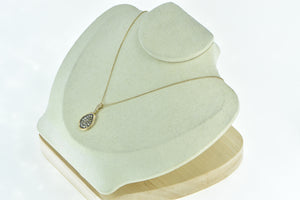 14K Bella Pave Diamond Wood Motif Statement Pendant Yellow Gold