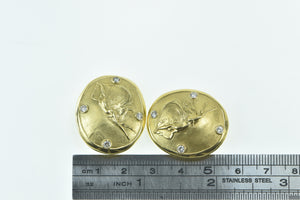 14K SeidenGang Athena Neoclassical Diamond Clip Earrings Yellow Gold