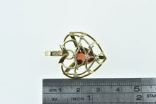 Load image into Gallery viewer, 14K Vintage Pear Garnet Diamond Caged Heart Love Pendant Yellow Gold