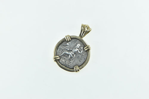 14K Macedonian 323 BC Philip III Drachm Ancient Coin Pendant Yellow Gold