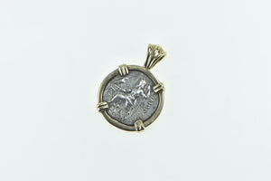 14K Macedonian 323 BC Philip III Drachm Ancient Coin Pendant Yellow Gold