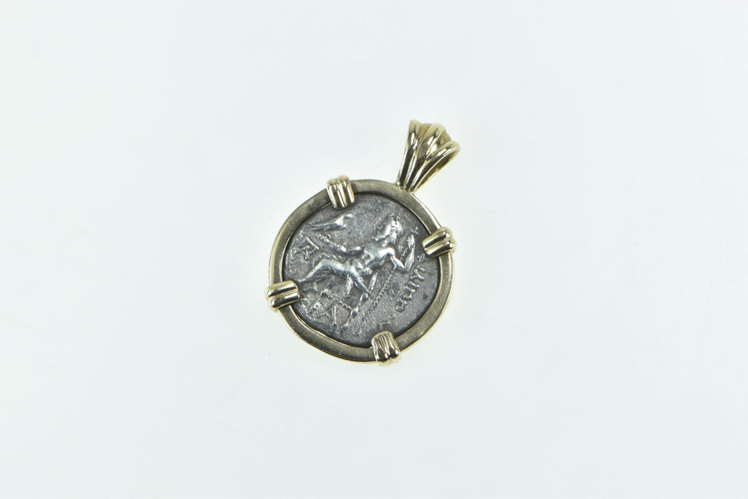 14K Macedonian 323 BC Philip III Drachm Ancient Coin Pendant Yellow Gold