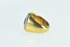 18K 3.00Ctw Sapphire Diamond Halo Squared Vintage Ring Yellow Gold